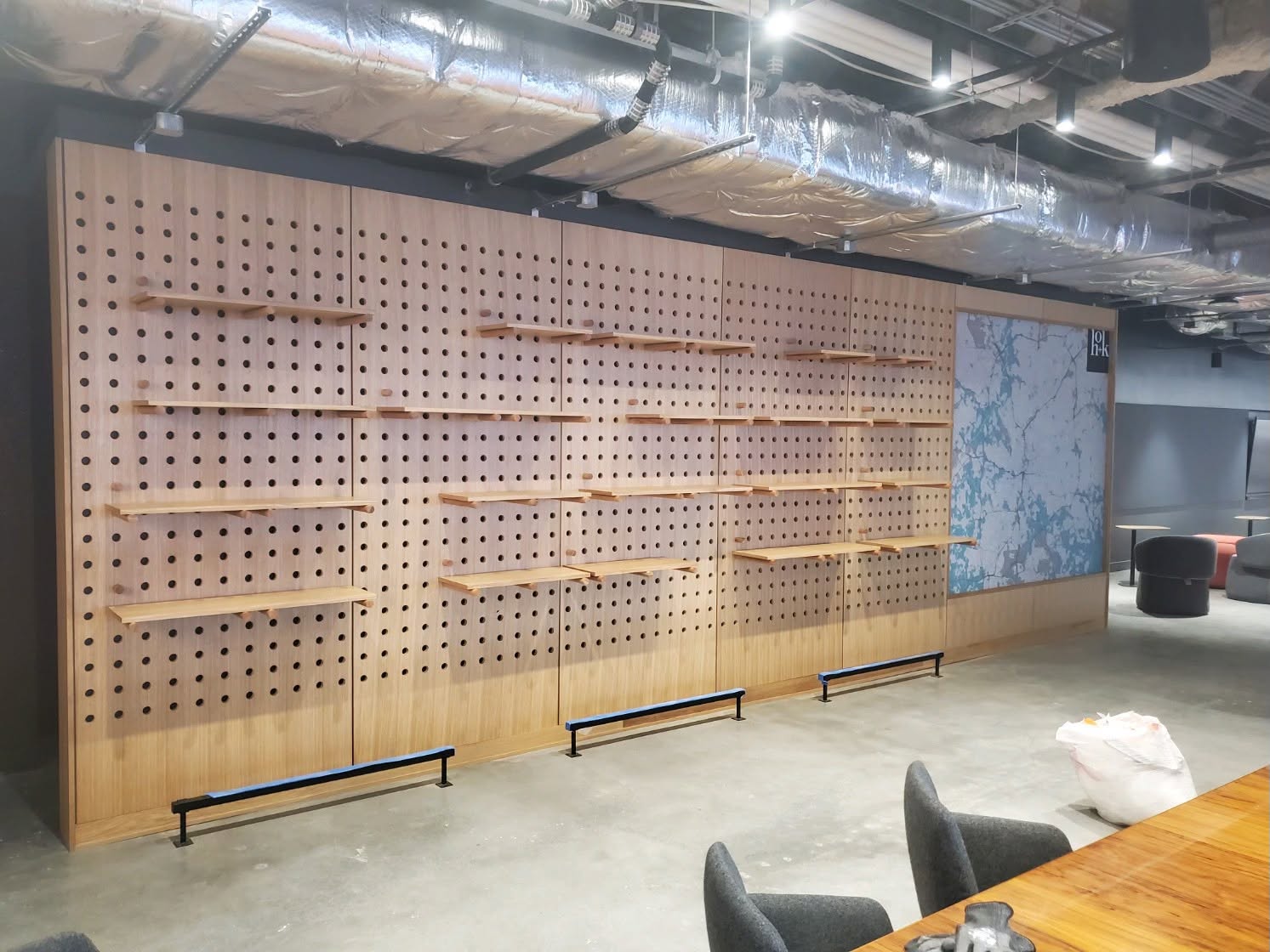 Custom modular display wall for branded environment
