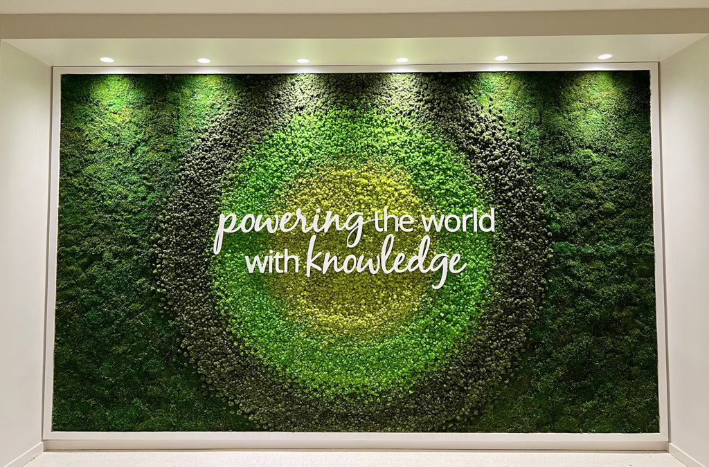 Branded feature wall with integrated messaging